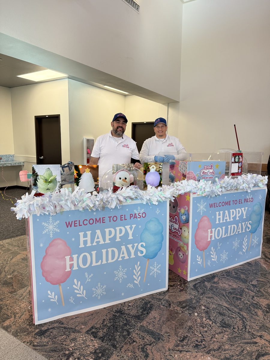 Custom printed banners on two Melania Cotton Candy carts